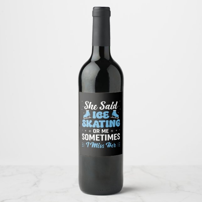 Cute Ice Rink Synchronized is Calling Wine Label (Front)