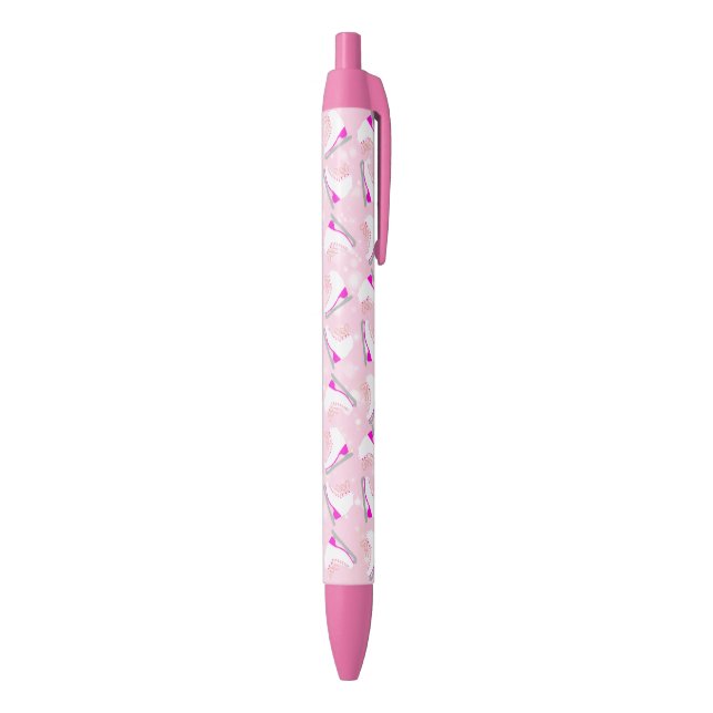 Cute Ice Skates Pattern Pink Figure Skating Girl Black Ink Pen (Bottom (Vertical))