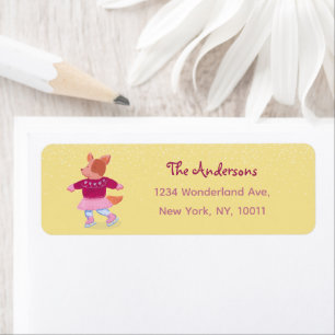Cute Ice Skating Corgi Yellow Return Address
