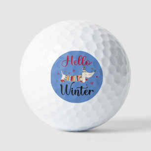 Cute Ice Skating Dog Golf Balls