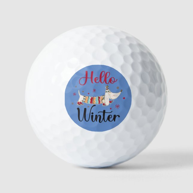 Cute Ice Skating Dog Golf Balls (Front)