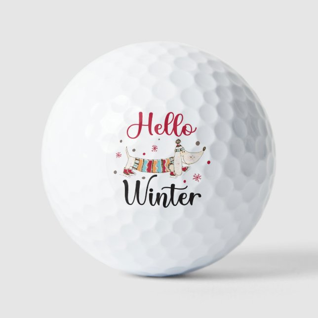Cute ice skating dog golf balls (Front)