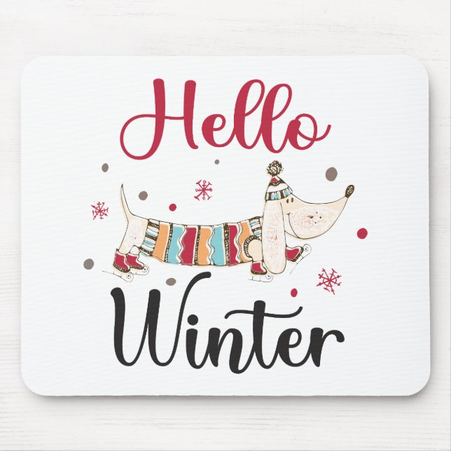 Cute ice skating dog mouse pad (Front)