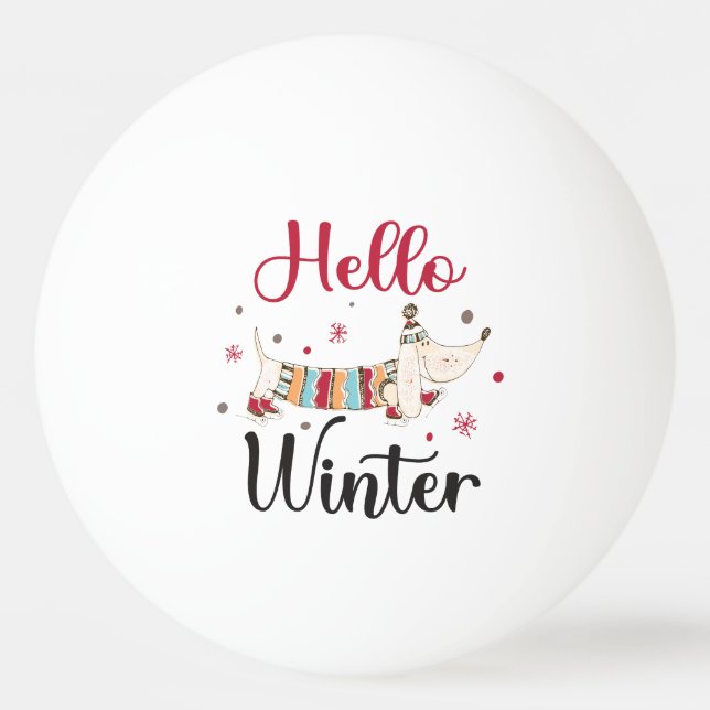 Cute ice skating dog ping pong ball (Front)