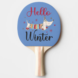 Cute ice skating dog ping pong paddle
