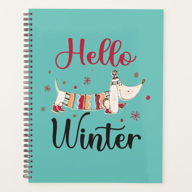 Cute ice skating dog planner (Front)