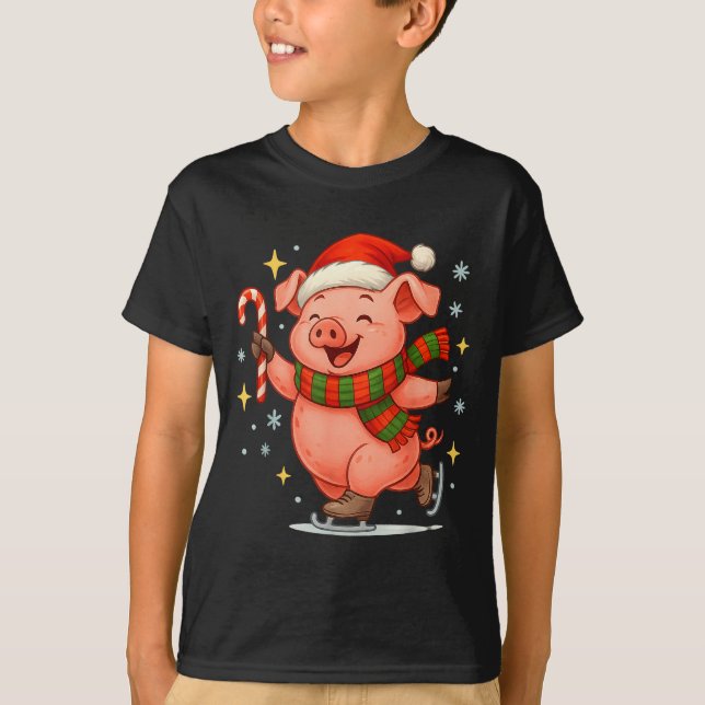 Cute Ice Skating G Funny Santa Christmas Holiday  T-Shirt (Front)