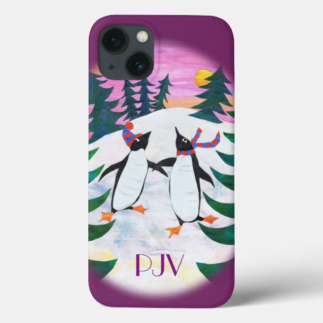 Cute Ice-Skating Penguins iPhone 5/5s Case (Back)