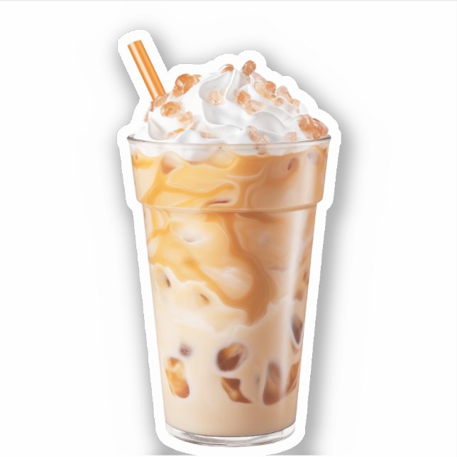 Cute "Iced Coffee" Illustration Vinyl (Front)