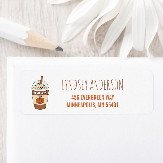 Cute Iced Pumpkin Latte Fall Return Address (Insitu)