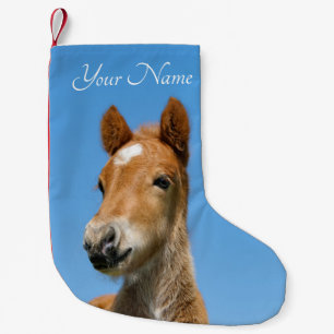 Cute Icelandic Horse Foal Pony Head Front - Name - Small Christmas Stocking