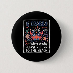 Cute If Crabby Beach Crab With Sungles And Bow Tie 2 Inch Round Button