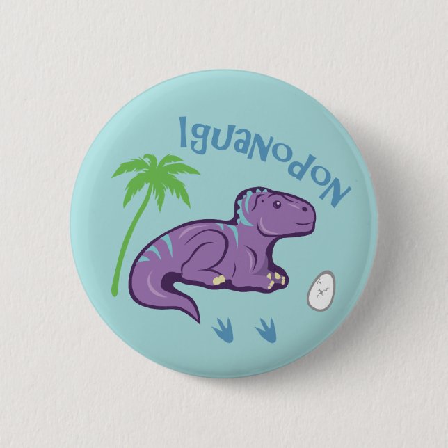 Cute Iguanodon 2 Inch Round Button (Front)