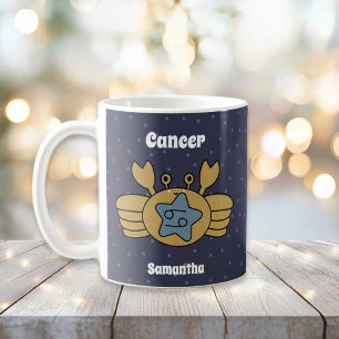 Cute Illustrated Cancer Zodiac Personalized Coffee Mug