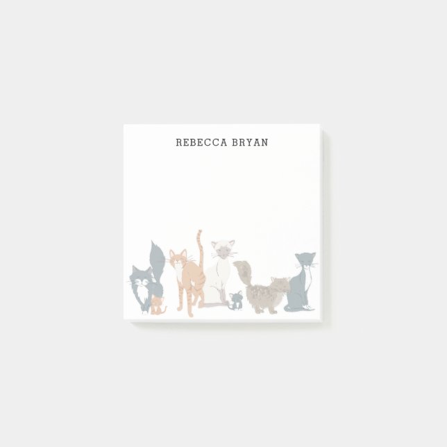 Cute Illustrated Cat Breeds Personalized 01 Post-it Notes (Front)