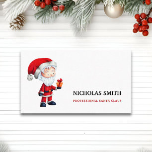 Cute Illustrated Christmas Santa Claus Business Card