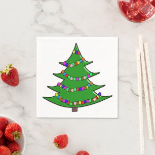 Cute Illustrated Christmas Tree  Napkin