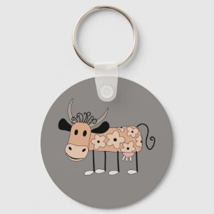 Cute illustrated Cow Keychain