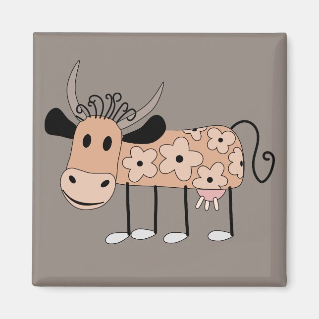 Cute illustrated Cow  Magnet (Front)