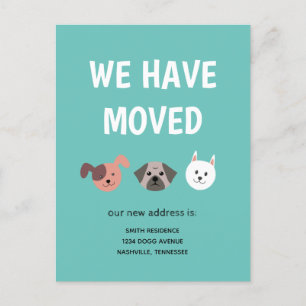 Cute Illustrated Dog Breed We have Moved Announcement Postcard