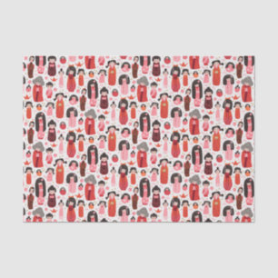 Cute Illustrated Japanese Kokeshi Tissue Paper