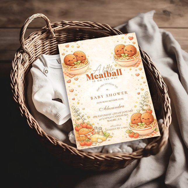 Cute Illustrated Little Meatball Baby Shower Invitation (Creator Uploaded)