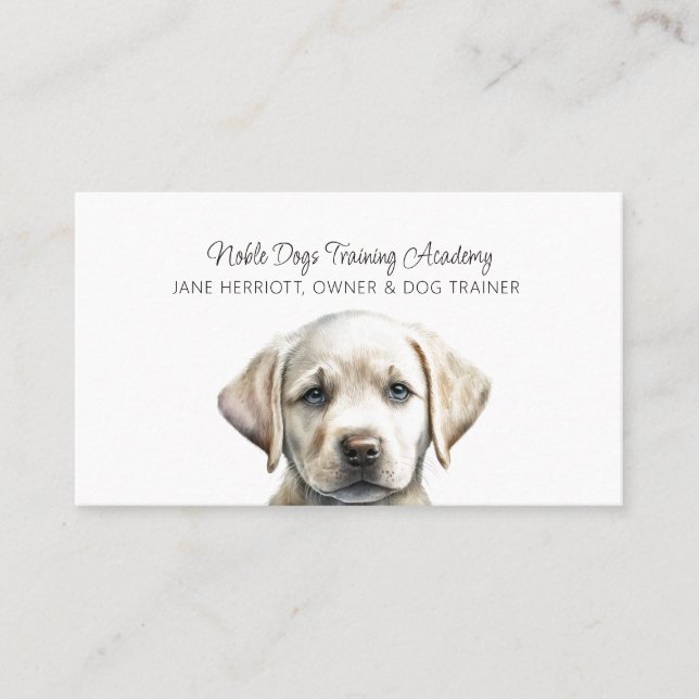 Cute Illustrated Puppy Dog Trainer Business Card (Front)