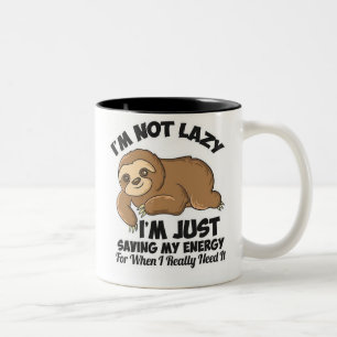 Cute illustrated sloth Two-Tone coffee mug