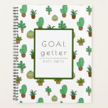 Cute Illustrated Succulents and Cactus Planner<br><div class="desc">Simple but cute planner with a title "GOAL getter" for succulent and cactus lovers. Personalize it with your name. Perfect as a gift this Christmas and new year for your colleagues,  friends,  and boss who are addicted to planning their day to day activities.</div>