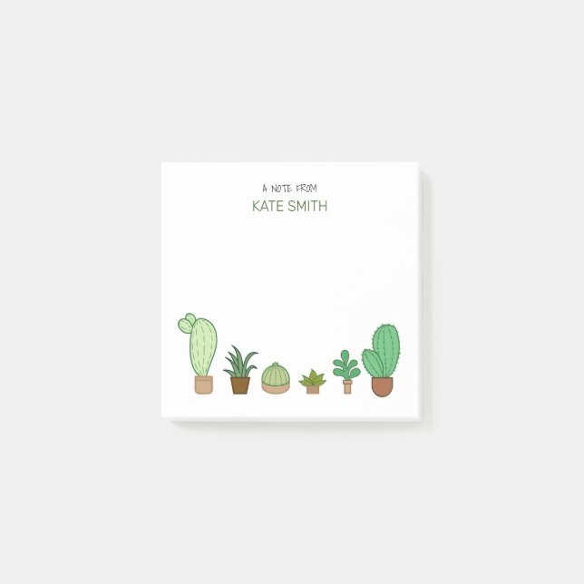 Cute Illustrated Succulents and Cactus Post-it Notes (Front)