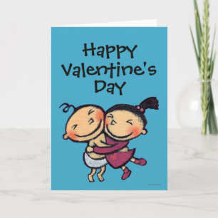 Cute Illustrated Toddlers Hugging Holiday Card