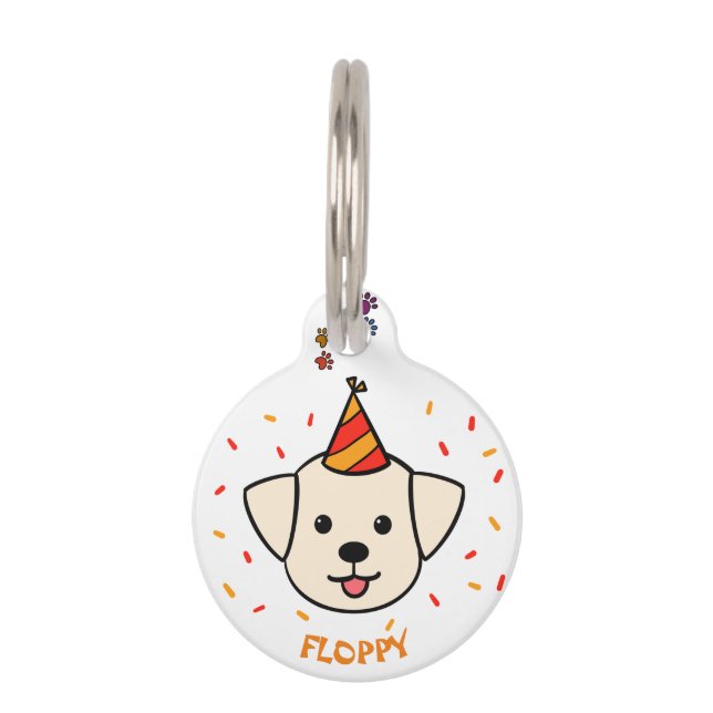 Cute Illustration Dog | Custom Round Small Pet Tag (Front)