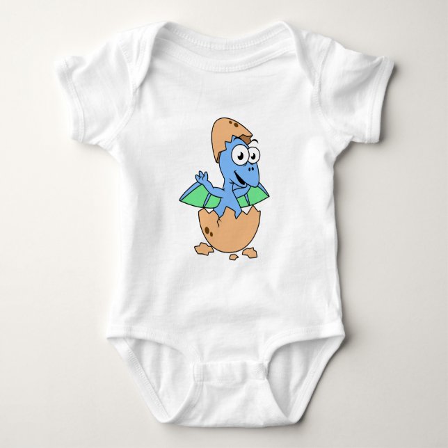 Cute Illustration Of A Baby Pterodactyl Hatching. Bodysuit (Front)