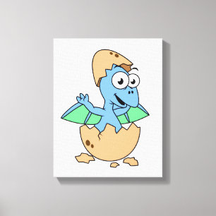 Cute Illustration Of A Baby Pterodactyl Hatching. Canvas Print