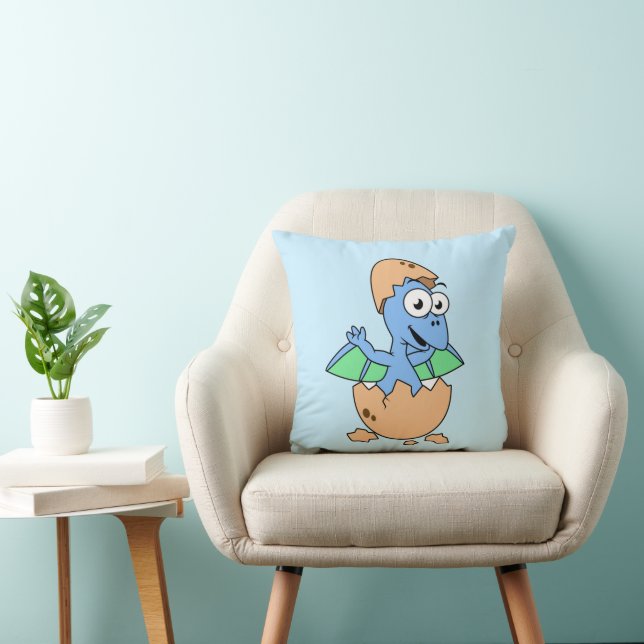 Cute Illustration Of A Baby Pterodactyl Hatching. Throw Pillow (Chair)