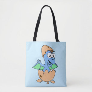 Cute Illustration Of A Baby Pterodactyl Hatching. Tote Bag