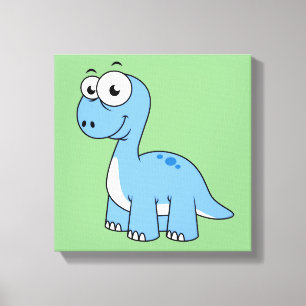 Cute Illustration Of A Brontosaurus. Canvas Print