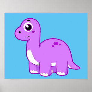 Cute Illustration Of A Brontosaurus Dinosaur. Poster