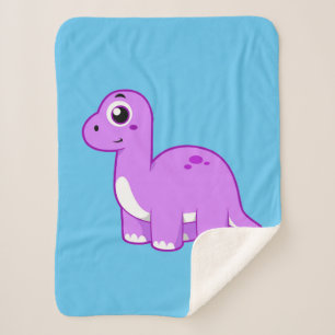 Cute Illustration Of A Brontosaurus Dinosaur. Sherpa Blanket