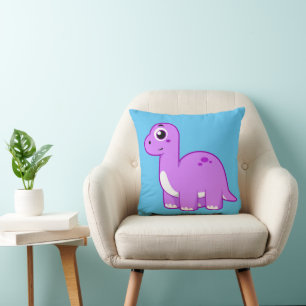 Cute Illustration Of A Brontosaurus Dinosaur. Throw Pillow