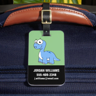 Cute Illustration Of A Brontosaurus. Luggage Tag