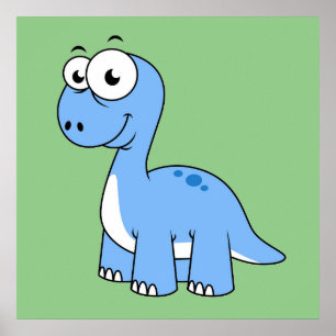 Cute Illustration Of A Brontosaurus. Poster