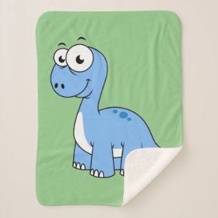 Cute Illustration Of A Brontosaurus. Sherpa Blanket
