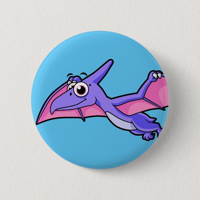Cute Illustration Of A Flying Pterodactyl. 2 Inch Round Button (Front)