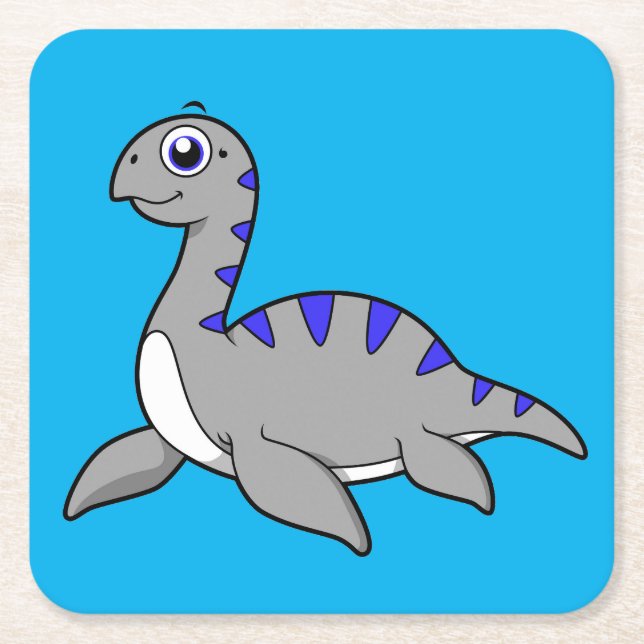 Cute Illustration Of A Loch Ness Monster. Square Paper Coaster (Front)