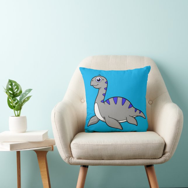 Cute Illustration Of A Loch Ness Monster. Throw Pillow (Chair)
