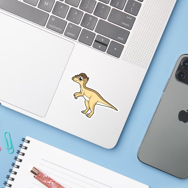 Cute Illustration Of A Pachycephalosaurus Dinosaur (Laptop w/ iPhone)