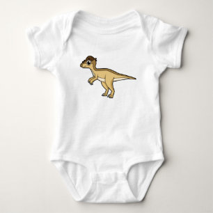 Cute Illustration Of A Pachycephalosaurus Dinosaur Baby Bodysuit