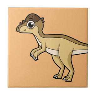 Cute Illustration Of A Pachycephalosaurus Dinosaur Tile