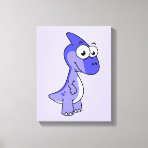 Cute Illustration Of A Parasaurolophus Dinosaur. 2 Canvas Print